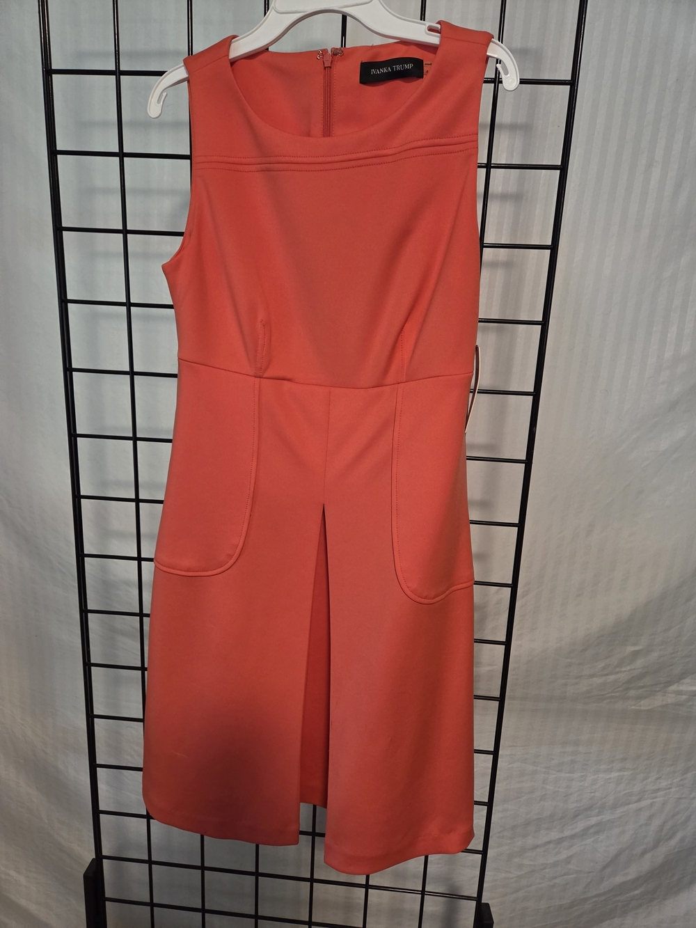 Ivanka Trump Coral Sleeveless Pocket Front-Slit Dress